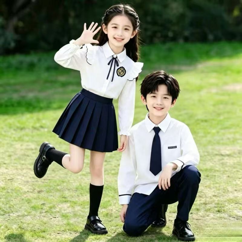 儿童合唱演出服春秋季长袖衬衫幼儿园毕业班服小学生朗诵表演服装