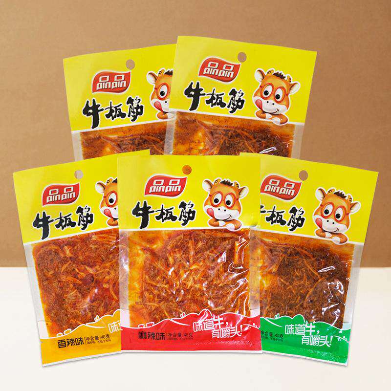 品品牛板筋40g麻辣香辣烧烤味牛肉干辣条零食小吃小包装休闲食品