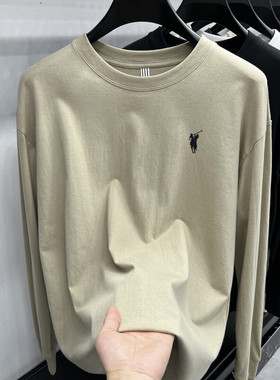 【奥莱品牌折扣】保罗男装T恤100%纯棉春秋款卫衣简约打底衫薄款