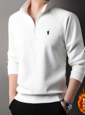 【奥莱折扣】保罗男士卫衣加绒加厚立领纯棉面料T恤打底衫上衣服