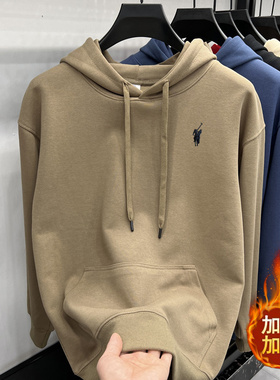 【奥莱品牌折扣】保罗连帽卫衣男士春秋新款宽松外套加绒加厚帽衫
