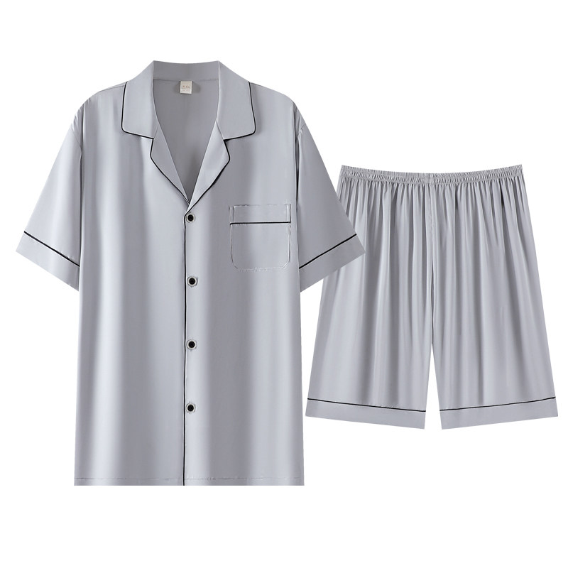 青中老年凉感睡衣男夏季冰丝短袖短裤家居服夏款丝绸仿真丝质薄款