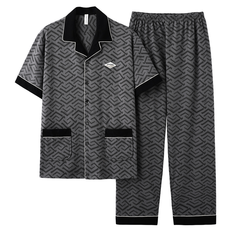 睡衣男士夏季100%纯棉短袖长裤薄款夏天2025年新款大码全棉家居服