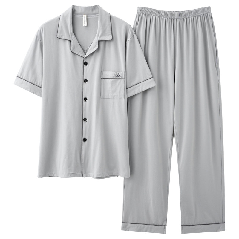 [只卖100%纯棉]2026男士睡衣夏季全棉薄款短袖长裤家居服套装4XL