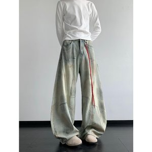 秋冬款~复古水洗脏染做旧休闲牛仔裤弯刀裤 CK687/P65图片