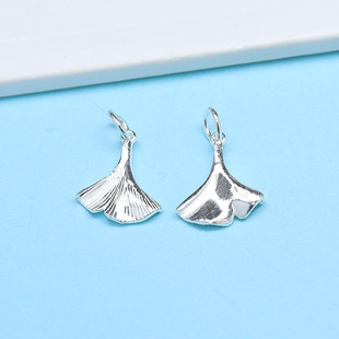 s925纯银银杏叶吊坠挂件饰品 手工串珠编绳手链项链配件材料