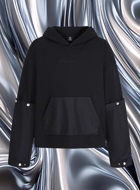 UPGREATED左航邓佳鑫同款都市机能结构刺绣可拆卸宽松内搭帽衫