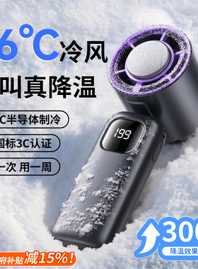 手持小风扇超长续航冰敷半导体制冷随身便携式2026年新款静音USB充电迷你小型高速大风力电风扇199档降温神器