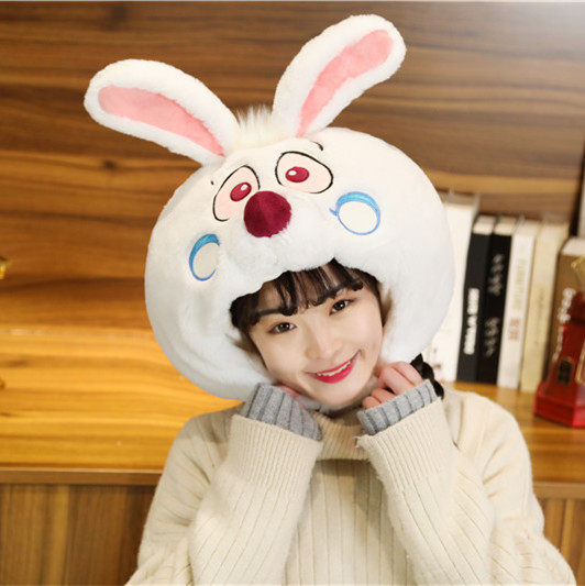 东京迪士乐园 梦游仙境 白兔子帽子可爱兔帽子头套拍照道