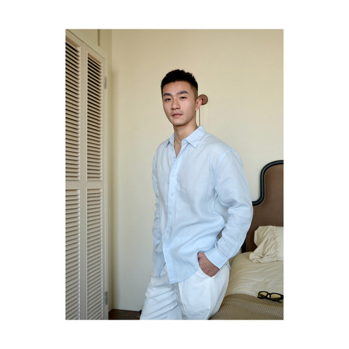 DOLINZONE亚麻长袖衬衫透气休闲