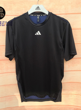 Adidas/阿迪达斯夏季新款男黑速干半袖上衣圆领透气运动T恤IB7915
