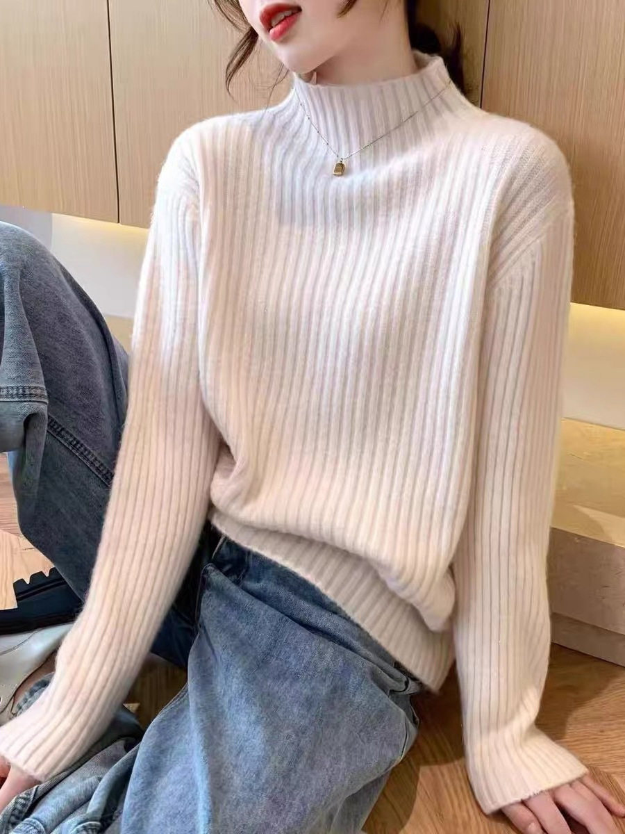 冬季新款半高领套头针织打底衫女士内搭毛衣