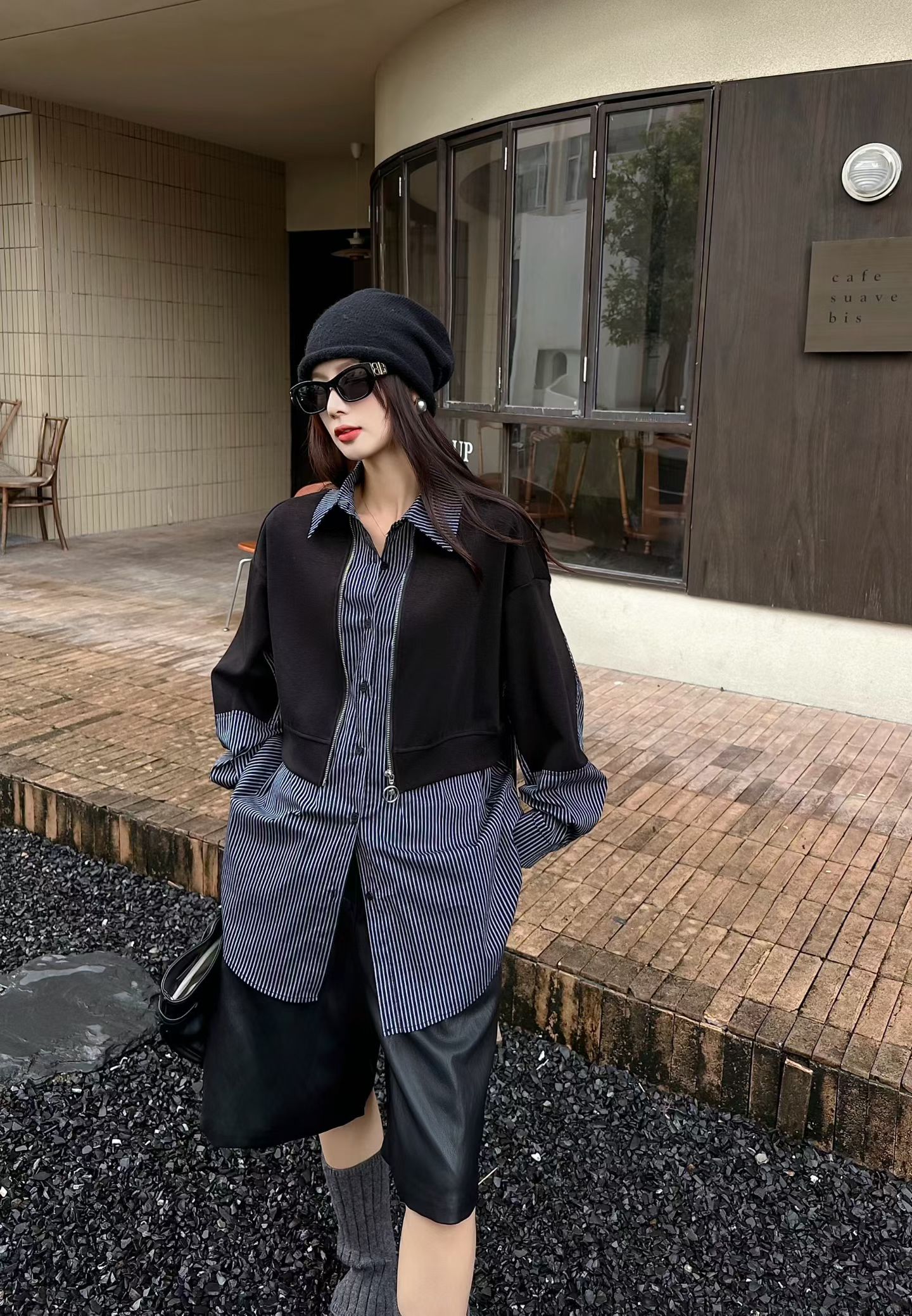 2025新款韩版宽松显瘦百搭翻领长袖外套女休闲上衣