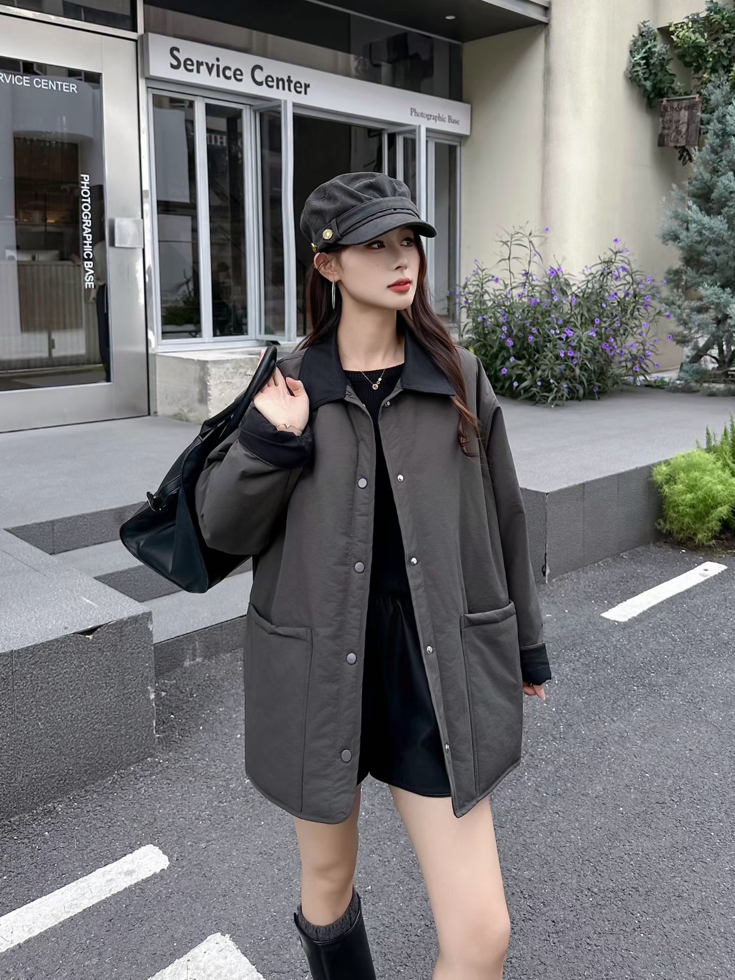 2025新款韩版宽松显瘦百搭翻领长袖羽绒外套女休闲上衣