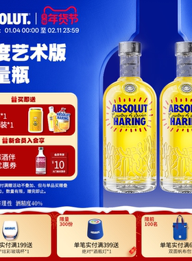 ABSOLUT绝对伏特加洋酒Keith Haring艺术瓶*2组合套装调酒进口新