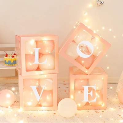 网红透明LOVE气球盒子表白求婚浪漫氛围感场景布置情人节惊喜装饰