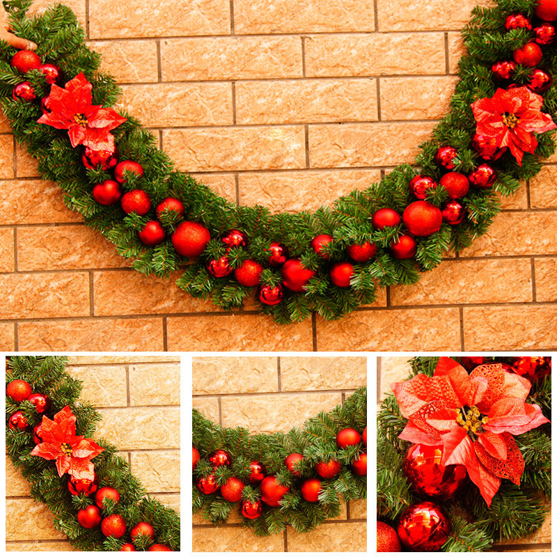 柔蓝若婷 圣诞装饰藤条 酒店装饰门头 圣诞节装饰品 圣诞美陈