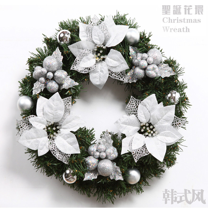 柔蓝若婷 圣诞花环 金色装饰花环藤圈花圈门挂挂件圣诞节日装饰品