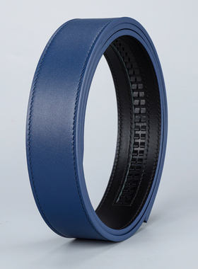 不带头皮带男真皮小牛皮细纹头层牛皮自动扣3.4蓝色纯腰带身条134