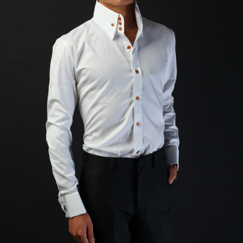 男士白衬衫男长袖高领三扣修身四季男款法式袖口婚宴礼服高端衬衣|msdalam kategori Pakaian Lelaki, shirt - dari Buy2taobao.com untuk memberikan perkhidmatan ejen Taobao profesional membeli