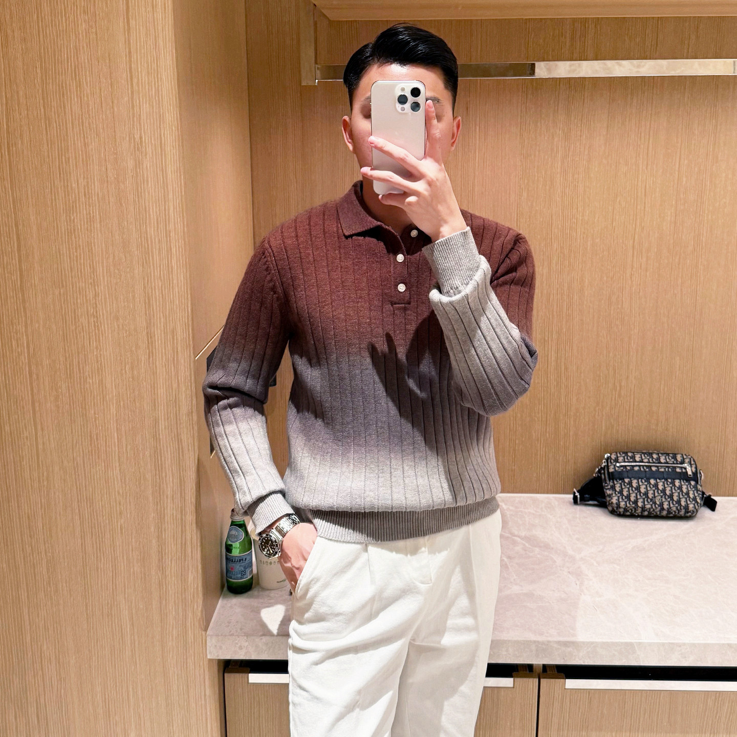 老钱风男装高级渐变修身翻领毛衣男款时尚复古商务男士上衣针织衫,男装,针织衫/毛衣,淘宝优惠券,粉丝福利购,淘宝优惠卷