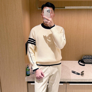 复古上衣圆领针织衫 冬季 奢侈衣服男款 保暖毛衣时尚 男 加厚休闲男式