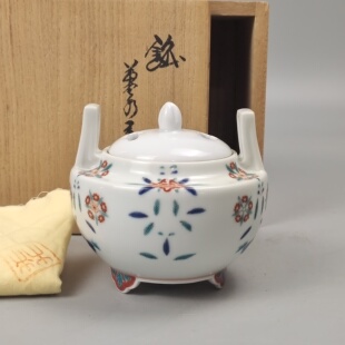 十三代井田柿右卫门造染锦日本薰香炉日本回流茶具