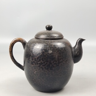 日本玉川堂造金古色打出锤纹日本铜壶日本回流茶具