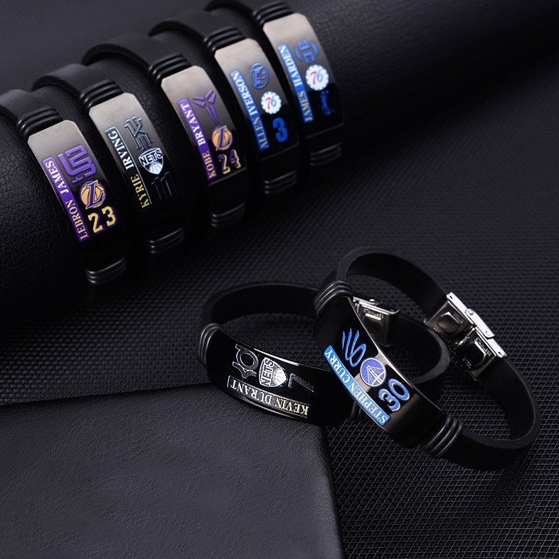 篮球手环腕带科比詹姆斯欧文杜兰特可调节硅胶手环球星手链