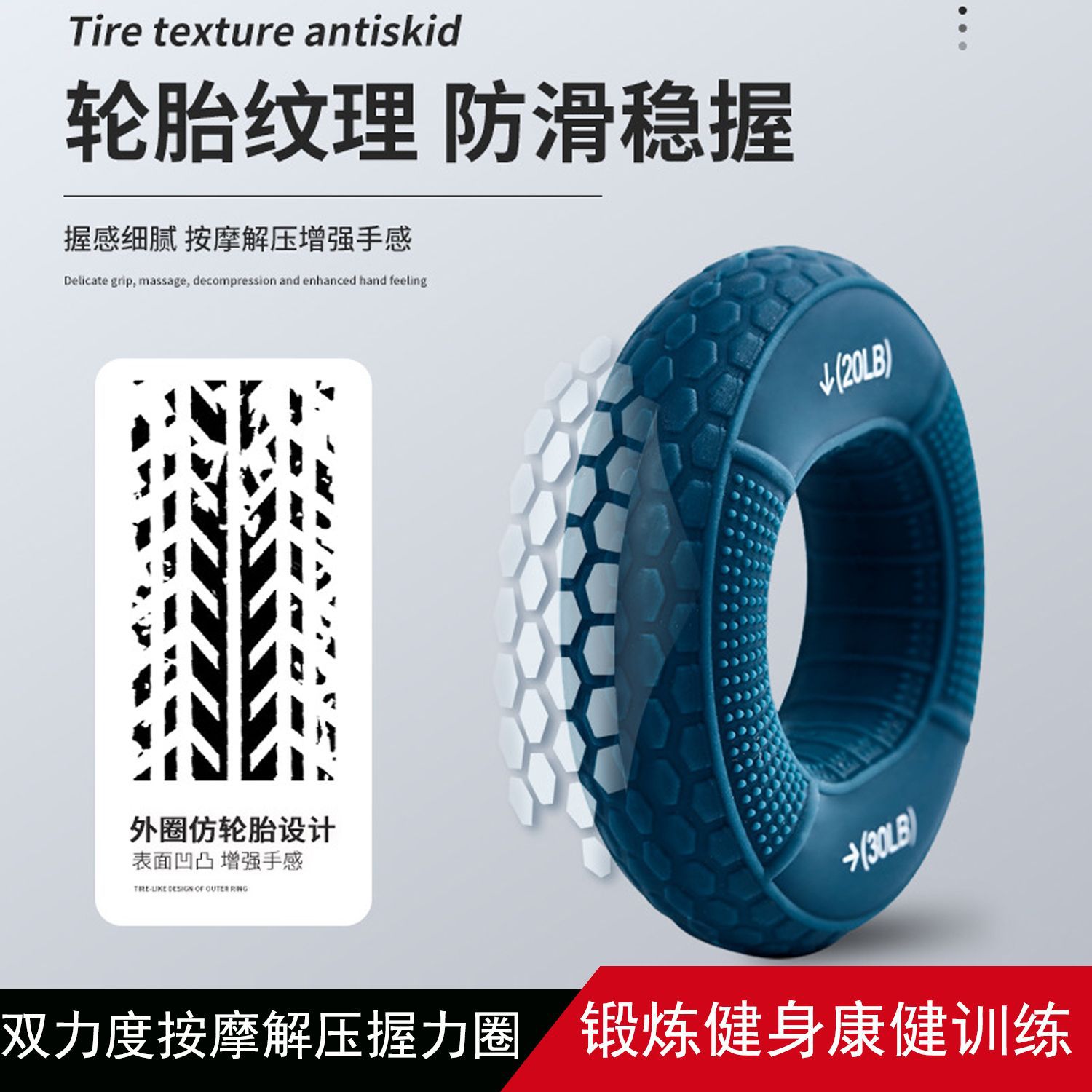 硅胶手指握力圈成人手腕握力器手部力量康复训练双力度学生家用