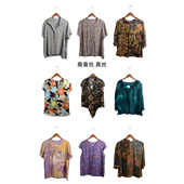 真丝桑蚕丝短袖 瑕疵vintage古着女装 夏季 上衣套头B22