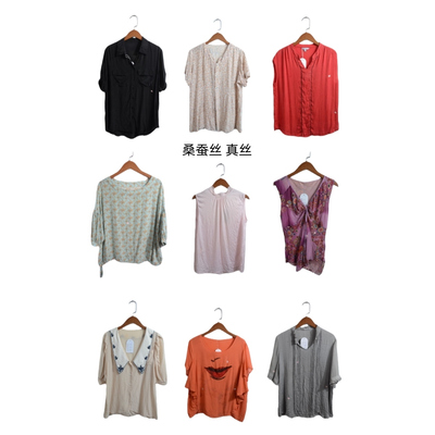 瑕疵vintage古着女装夏季真丝桑蚕丝短袖上衣套头X21