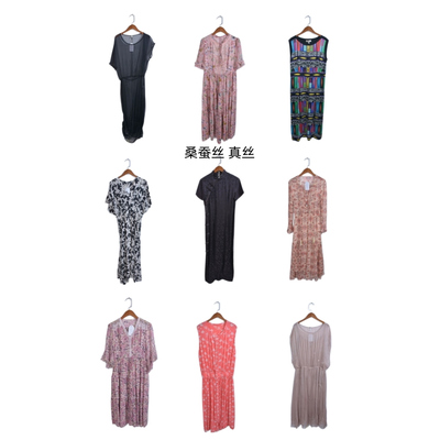 瑕疵女装夏季真丝桑蚕丝连衣裙名媛风碎花长裙印花真丝H25