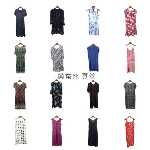 vintage古着女装夏季真丝桑蚕丝连衣裙名媛风碎花长裙印花真丝M2