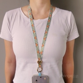 不勒脖户外登山旅游行逛街防丢摔钥匙证件吊牌电话套壳挂脖绳通用新品 手机挂绳女挂脖长款 花纹编织带子宽版