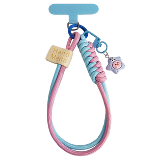 结实两股编织手机挂绳短款时尚手提手腕绳夹片式手机壳通用小吊绳ins卡条可爱loopy露比小海狸吊坠挂件手机绳