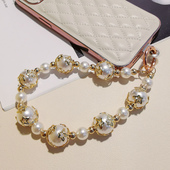 手机挂绳短款 手腕挂件五角星星珍珠串链手提链子镂空精致挂饰通用手机壳防丢吊绳钥匙扣手提挂坠