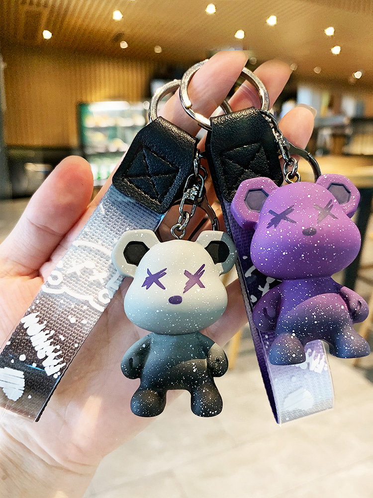 手机挂绳渐变暴力熊钥匙扣手机链