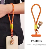 手提手腕绳卡通萌娃吊坠挂件夹片式 编织手机挂绳短款 ins旅游出行爬山拍照逛街时尚 手机壳通用小吊绳新