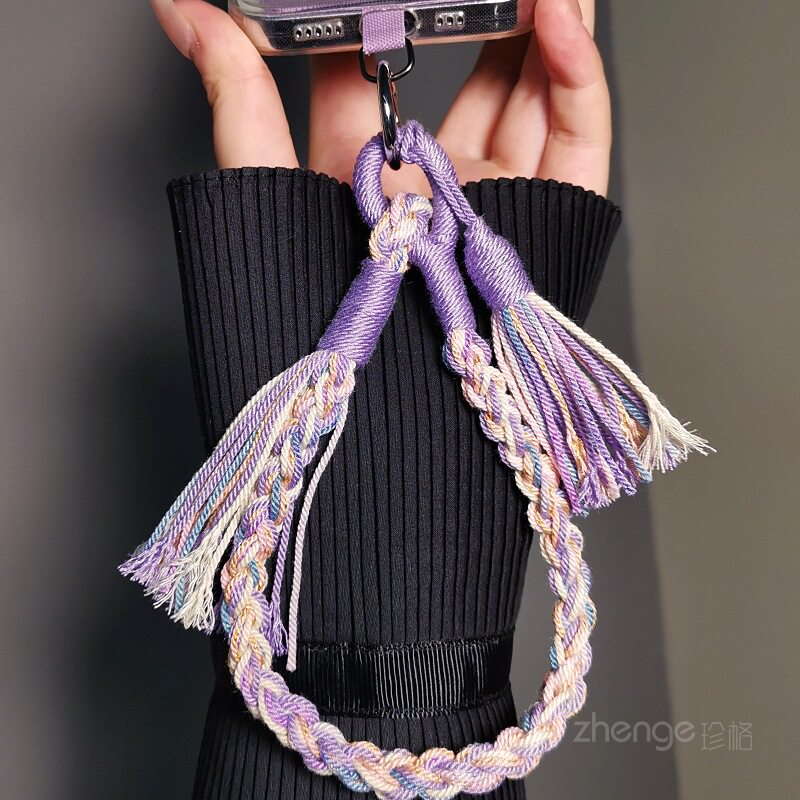 彩色流苏编织线手机挂绳手腕短款ins女超好看民族风户外爬山防丢手提链挂包包钥匙旅游出行防盗腕带百搭新品