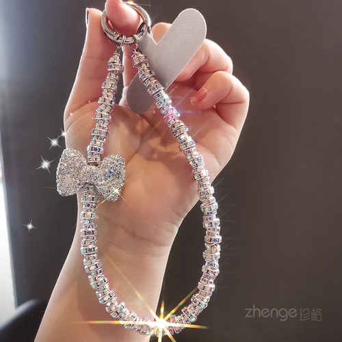 满钻蝴蝶结夹钻圈手机链