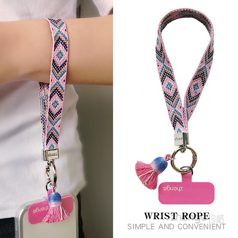 流苏手机挂绳女手腕民族风饰品编织短款结实耐用户外登山旅游行防丢摔手提套壳相机挂链腕带绳子原创小众新品