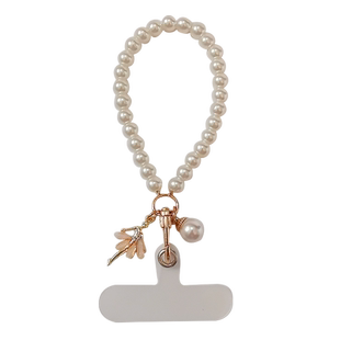 蝴蝶花朵水晶珍珠吊坠手链女款ins简约1时尚轻奢小香风手机挂链挂绳短款夹片手机壳吊绳手工串珠手提手腕挂饰