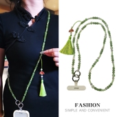 古风流苏手机挂链斜挎长款 ins女精致手作串珠挂件国风高级感户外旅游出行包包链绳电话套壳手机挂绳小清新
