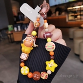 高端手作ins新款 手机链串珠星星挂件手腕女可爱卡通超好看小众精致户外人旅游行防丢相机挂链子套壳手机挂绳