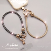 女士百搭高端新品 户外旅游出行防丢手提链带子电话套壳时尚 闪钻精致高级感超好看挂件饰短款 手机挂绳手腕式