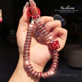 超好看红色夹钻手机链挂件ins女手腕高颜值小众精致高级感吊坠饰品户外旅游行防丢套壳相机挂链子手机挂绳新