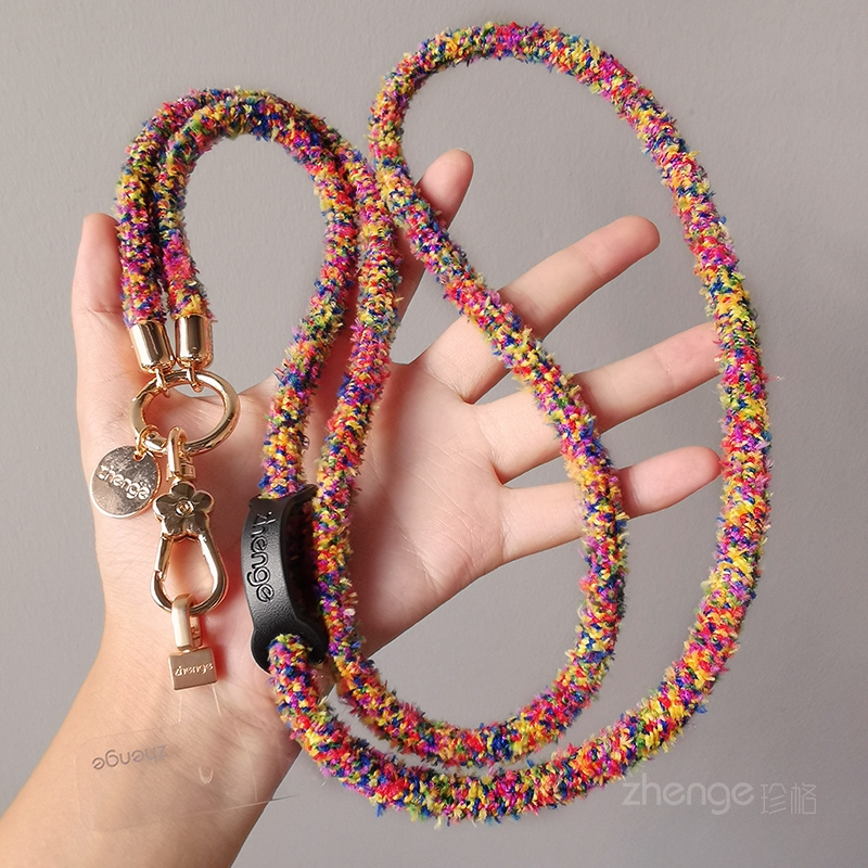 手机挂绳女士斜挎长款秋冬季毛绒可肩背带子便携户外登山旅游行逛街包包链绳套壳相机小蜜蜂挂绳通用时尚新品