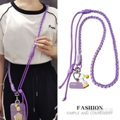 手机挂绳斜挎可调节长款 拼色马尾编织绳女士小清新户外旅游登山出行包挂链电话套壳相机小蜜蜂可肩背带绳新品