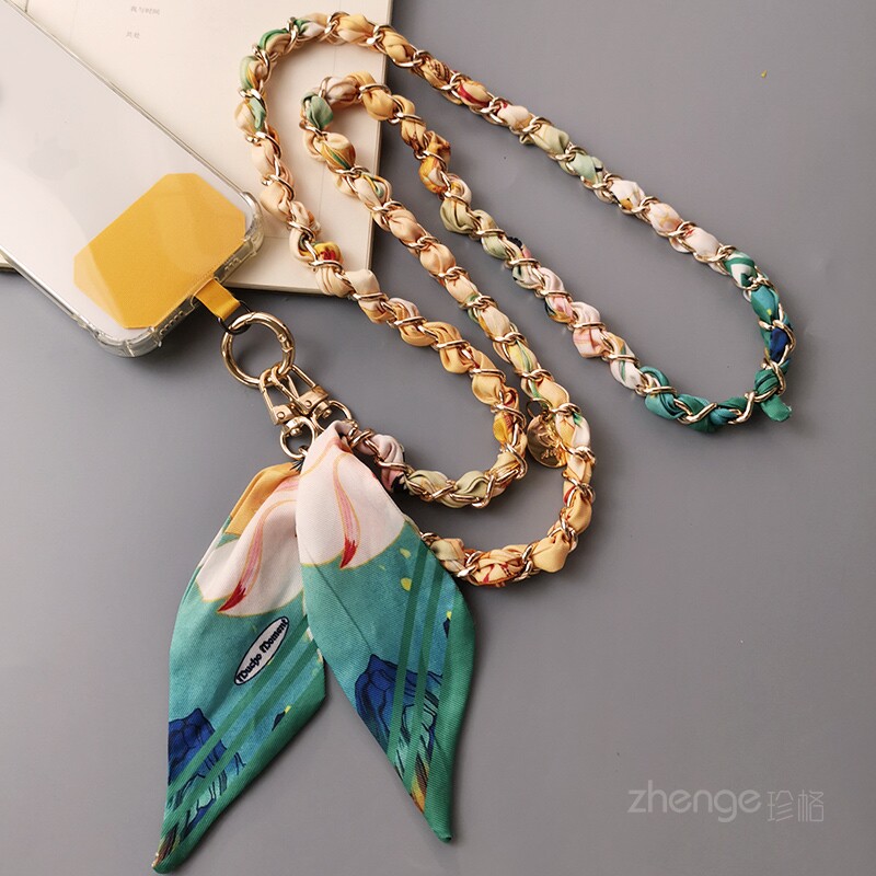 手机挂绳斜挎钮链丝巾背带ins时尚户外出行背链绳子女长款旅游逛街金属链子结实手机壳包包小蜜蜂挂绳链通用